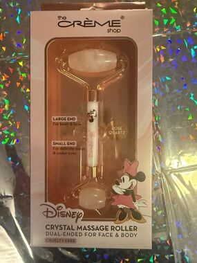 The Crème Shop Rose Quartz Crystal Massage Roller with Minnie Mouse